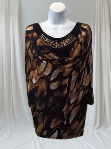 Cato Gr. XL Pullover Animal Print Bluse, Mock Tank, Nieten/Perlen. NS-28 - Bild 1 von 7