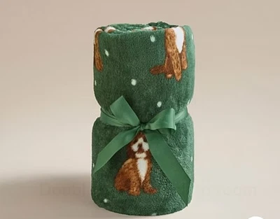 GREEN COCKAPOO DOG THROW BLANKET SUPERSOFT 120x150cm New - Image 1 of 3