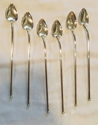 JUEGO DE 6 PAJITAS DE TÉ HELADO/JULEP de colección, mediados de campo, plata esterlina Foto 1 de 4