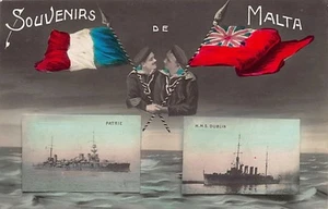 Malta - HMS Dublin - French battleship Patrie - Publ. unknown - Picture 1 of 2