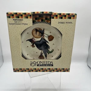 VTG Sakura Oneida Debbie Mumm Set of 4 Halloween Salad/Dessert Plates NIB NOS - Picture 1 of 6