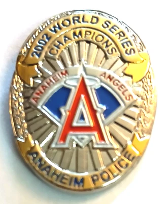 Angels Pins VTG RARE CUSTOM Anaheim PD 2002 World Series Officers Mini Badge Pin - Image 1 of 3