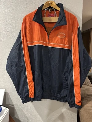 Vintage Chicago Bears Jacket Mens XL Reebok Blue Orange Windbreaker Soft Shell - Image 1 of 4
