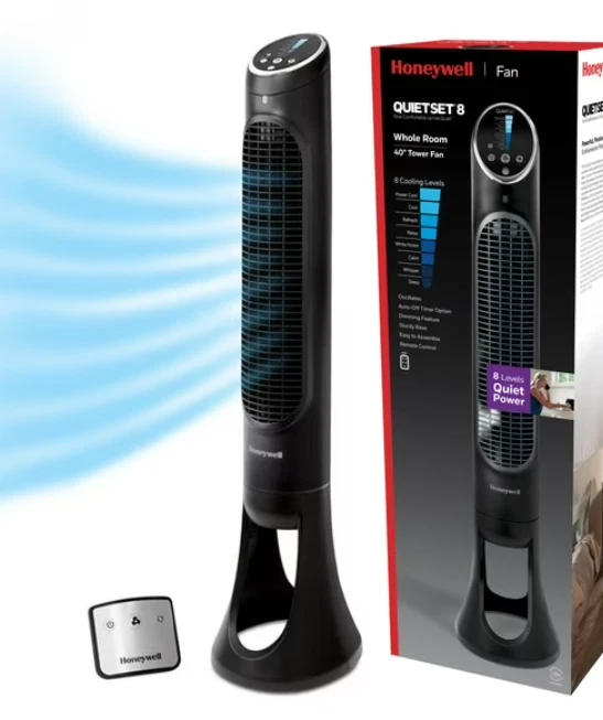 Honeywell HYF290B QuietSet 10w x 40h 8-Speed Whole-Room Tower Fan Black Open Box - Image 1 of 1