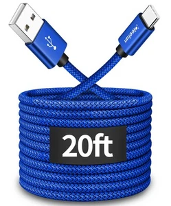 Cleefun 20 Fuß extra langes USB Typ C Kabel, A 2.0 auf C Kabel 20 Fuß, blau - Bild 1 von 7