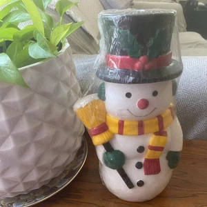 "Vela de cera de Navidad muñeco de nieve grande vintage 13""" - Imagen 1 de 6