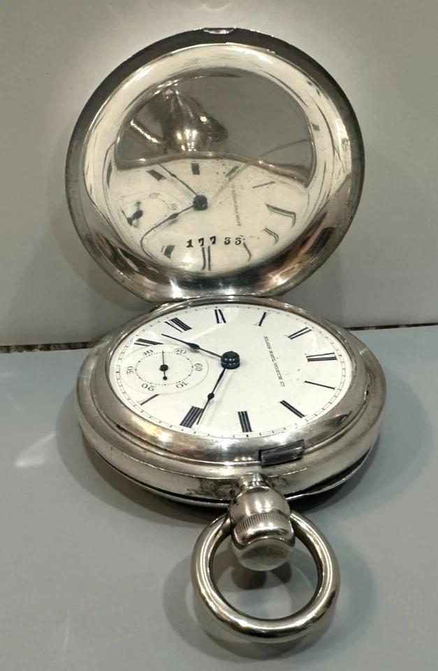 Reloj Bolsillo Elgin s.18 4oz Estuche Cazador Plateado, en Excelente Estado. circa 1878 Foto 1 de 4