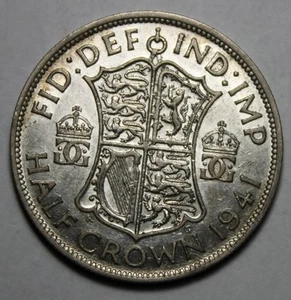 Great Britain 1941 Silver Half Crown, Nice Grade (X301) - Picture 1 of 2