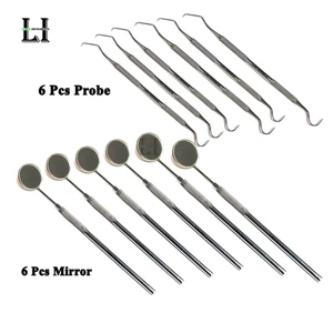 Lot of 6 Dental Examination 2Pc Kit – Mirror & Explorer Pick Stainless Steel Set - Picture 1 of 4