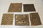 Q86J03- Afrikana 5x antikes Textilkunst Palmfaser Tuch ua Shoowa Kuba Kongo