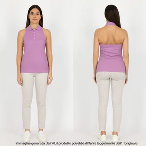 Jeckerson Maglia Polo Donna Taglia S Small Americana Piquet Rosa Senza Maniche - Picture 1 of 9