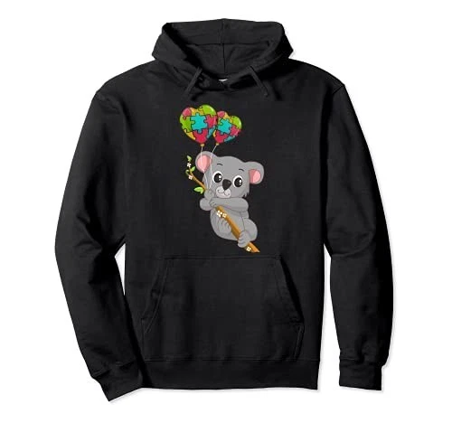 Autism Awareness Koala Puzzle Heart Balloon Autism Hoodiefrom JP - Image 1 of 1