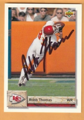 Robb Thomas Kansas City Chiefs AUTO Signed 1992 Upper Deck Oregon State Beavers - Image 1 of 2