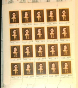 CHILE 1975 Año internacional de la mujer painting block of 4 MNH full sheet L4 - Picture 1 of 1