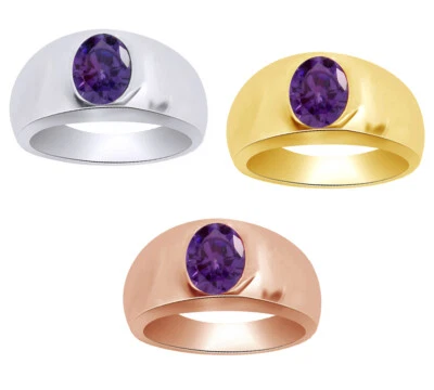 Anillo de compromiso para hombre enchapado en oro de 18 quilates de tanzanita azul ovalado de 1,16 quilates $703,92 Foto 1 de 4