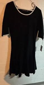 Ivanka Trump Dress Women Medium black Knit Fit Flare Short Sleeve Round Neck - Picture 1 of 5