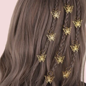 10 Pcs Hair Braid DIY Butterfly Dreadlock Beads Adjustable Braids Cuff Clip Gift - Picture 1 of 5