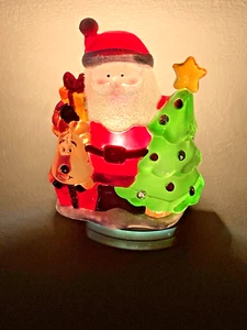Christmas Night Light Santa Reindeer and Decorative Tree Plug in With Clear Bulb - Picture 1 of 11