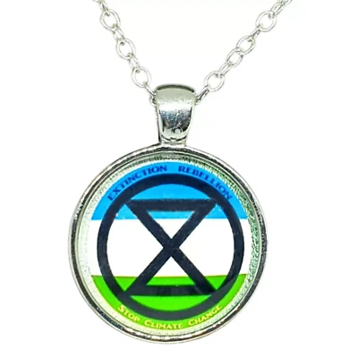 Extinction Rebellion Necklace Pendant Cabochon Anti Establishment Rebel Earth - Image 1 of 4