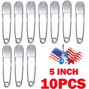 10Pcs 5 Inch Large Safety Pins for Clothes Big Safety Pins Heavy Giant HOT - Picture 1 of 11