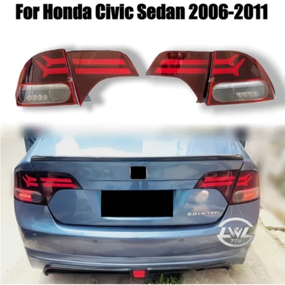 Luces traseras LED de lente roja señal de giro secuencial para Honda Civic Sedán 2006-2011 Foto 1 de 4