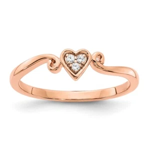 Anillo de diamantes con corazón pulido de oro rosa de 10 quilates talla 7 regalo para mujer 1,48 gramos - Imagen 1 de 5