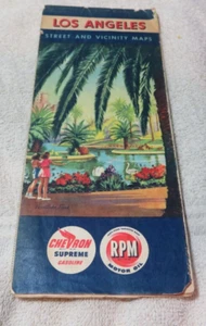 LOS ANGELES (street & Vicinity)  CHEVRON SUPREME & RPM OIL  Vintage Road Map - Picture 1 of 2