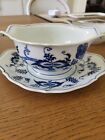 BLUE DANUBE  Two Spout Gravy/Sauce Boat With Attached Underplate  Japan