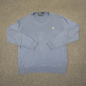 Ralph Lauren Jumper Mens MEDIUM Blue Long Sleeve pima Cotton knit Sweater Size M - Picture 1 of 9