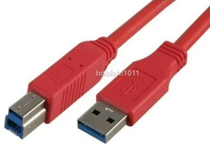 CÂBLE DE DONNÉES D'IMPRIMANTE PC 2 M, USB 3.0 SUPERVITESSE TYPE A MÂLE À B MÂLE, PLOMB ROUGE AM-BM - Photo 1/1