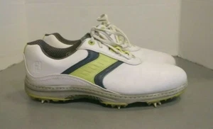 FootJoy Contour White Navy & Lime Golf Shoes 54157 Soft Spike Cleats Mens 12 M - Picture 1 of 10