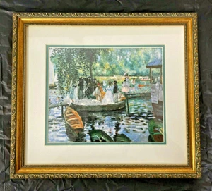 Renoir firmado La Grenouillere (1869) - estampado de bellas artes enmarcado de 16"" x 14 - Imagen 1 de 2