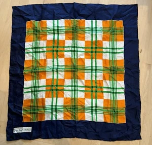 Yves Saint Laurent (YSL) Vintage Orange/Navy Head Scarf - Picture 1 of 2