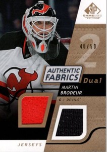 2008-09 SP Game Used Dual Authentic Fabrics Gold #AFMB Martin Brodeur Jersey /50