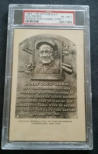 1953-55 ARTVUE H.O.F LOU GEHRIG PSA PR-FR 1 PLAKETTE POSTKARTEN - TYPE 1  - Bild 1 von 2