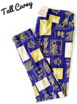 NWT LuLaRoe Disney TC Toy Story TOYS Leggings in INDIGO with Yellow & Cream Foto 1 de 2
