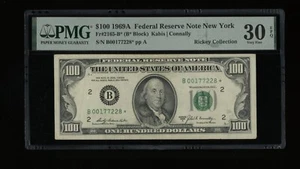 DBR 1969-A $100 FRN New York STAR Fr. 2165-B* PMG 30 EPQ Serial B00177228* - Picture 1 of 2