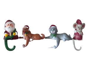 Lote de 4 Medias de Navidad de Plástico Vintage Sun Hill, Santa Ratón Perro Gato L1 - Imagen 1 de 12
