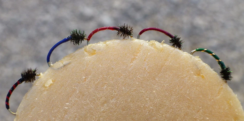 DIETER-HEGENEN 5er Büschelkopf Nymphen Hegene Renken Barsch Forellen Felchen Saibling Gambe _