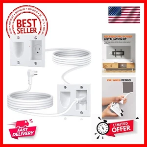 White in Wall Cable Management Kit for Wall Mounted TV- Recessed Pro Power In... - Afbeelding 1 van 10