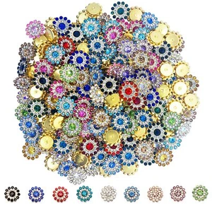 200Pcs Rhinestone Buttons 14 mm Embellishments Buttons Rhinestone Buttons Flo... - Picture 1 of 5
