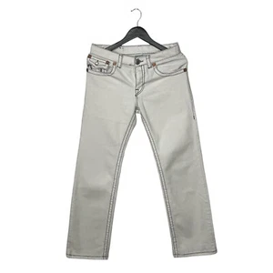 Y2K True Religion Billy Straight Leg Black Stitch Jeans Size 29 x 34 White USA - Picture 1 of 9