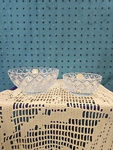 Lot Of 2 Lenox Full Lead Crystal Bowls Diamond Pattern. One Is 5", One Is 3" - Picture 1 of 10