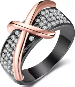 Anillo llamativo cruzado de moda, anillo de cóctel con ajuste de cristal AAA - Imagen 1 de 5