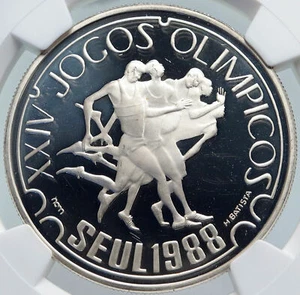 1988 PORTUGAL Seoul South Korea OLYMPICS VINTAGE Silver 250 Reis Coin NGC i86011 - Picture 1 of 5