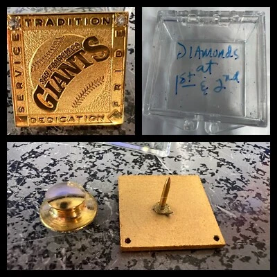 Vintage 1990s San Francisco Giants Employee Pin -  Mike Sadek - 2 Real Diamonds - Image 1 of 4