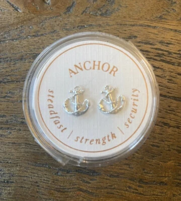 Pendientes náuticos Alex & Ani cuerda ancla plata NUEVO Foto 1 de 4
