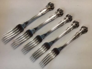 "REGENT” by GORHAM- 5 LUNCHEN FORKS - SILVER PLATE - - Picture 1 of 7