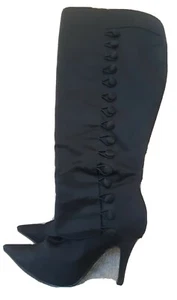 South Ladies Black Satin Stiletto Boots, UK 6 EU 39 - Picture 1 of 8