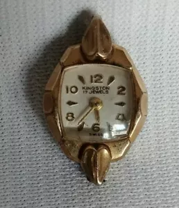Vintage KINGSTON Womens Art Deco 10K Gold Plated Watch 17 Jewels for Parts - Picture 1 of 7